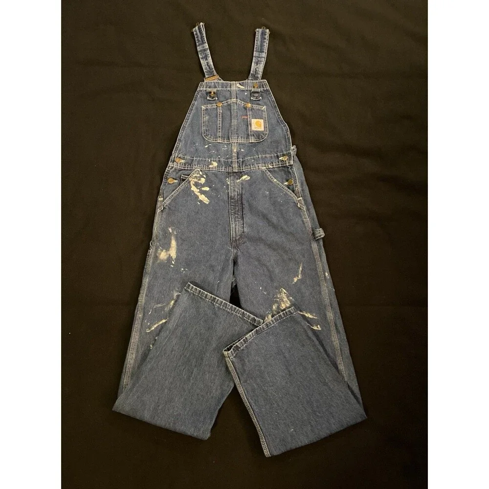 CARHARTT Carpenter Overalls Denim Jeans Bib Men’s 30X32 Jumpsuit Y2K Vintage